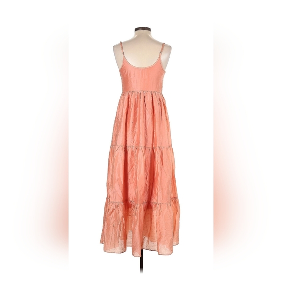 ENDLESS ROSE EXTRA SMALL XS ORANGE BUTTON DETAIL TIERED MAXI MIDI DRESS - Picture 2 of 9